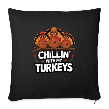 Dinde drôle de Thanksgiving - Housse de coussin décorative 45 x 45 cm - noir - Devant