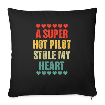 Retro Vintage Pilot Valentines Day Gift - Sofa pillowcase 17,3'' x 17,3'' (45 x 45 cm) - black - Front