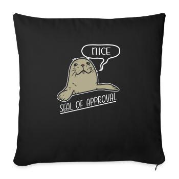 Cute Seal With Nice Seal Of Approval - Sofa pillowcase 17,3'' x 17,3'' (45 x 45 cm) - black - Front