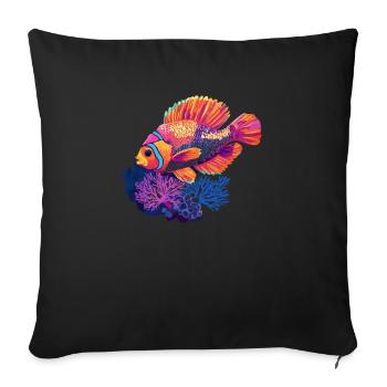 Colorful tropical fish in coral reef - Sofa pillowcase 17,3'' x 17,3'' (45 x 45 cm) - black - Front