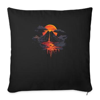 Paysage volcanique avec coucher de soleil spectaculaire - Housse de coussin décorative 45 x 45 cm - noir - Devant