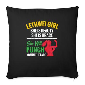 Lethwei girl, she's beauty, she's grace, - Sofa pillowcase 17,3'' x 17,3'' (45 x 45 cm) - black - Front