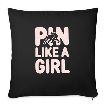 Filles Lutte Lutte Grappling Lutteuse Fille - Housse de coussin décorative 45 x 45 cm - noir - Devant