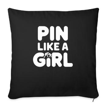 Filles Lutte Lutte Grappling Lutteuse Fille - Housse de coussin décorative 45 x 45 cm - noir - Devant