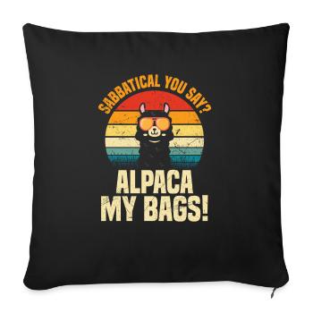 Sabbatique vous dites alpaga mes sacs ! - Housse de coussin décorative 45 x 45 cm - noir - Devant