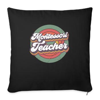 Montessori teacher I rise by - Sofa pillowcase 17,3'' x 17,3'' (45 x 45 cm) - black - Front