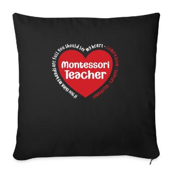 Montessori teacher I rise by - Sofa pillowcase 17,3'' x 17,3'' (45 x 45 cm) - black - Front