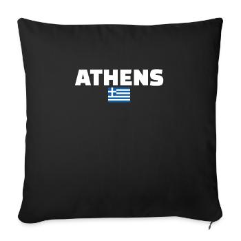 Athènes Grèce Drapeau grec Grec - Housse de coussin décorative 45 x 45 cm - noir - Devant