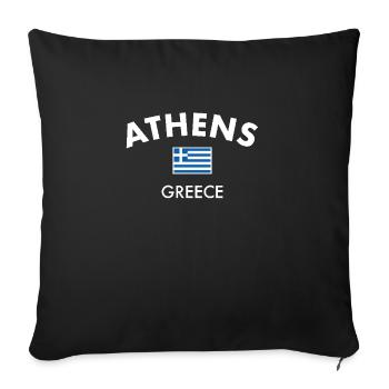 Athens Greece Greek Flag Greek - Sofa pillowcase 17,3'' x 17,3'' (45 x 45 cm) - black - Front