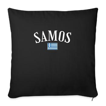 Samos Grèce Drapeau grec Grec - Housse de coussin décorative 45 x 45 cm - noir - Devant