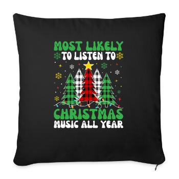 Elfes de Noël - Housse de coussin décorative 45 x 45 cm - noir - Devant