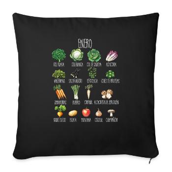 January Seasonal Fruit and Vegetable Collage - Sofa pillowcase 17,3'' x 17,3'' (45 x 45 cm) - black - Front