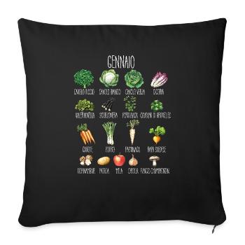 January Collage of seasonal fruit and vegetables - Sofa pillowcase 17,3'' x 17,3'' (45 x 45 cm) - black - Front