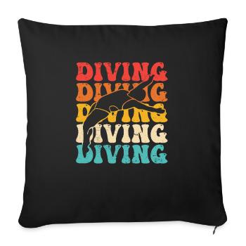 Water Sports Springboard Diver - Sofa pillowcase 17,3'' x 17,3'' (45 x 45 cm) - black - Front