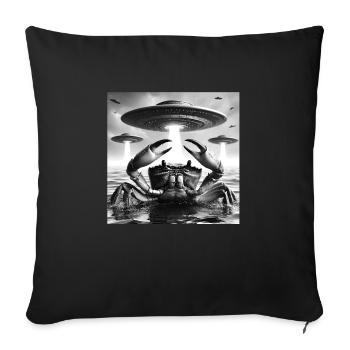 Crab Marine Funny Graphic Selfie with UFOs Weird A - Sofa pillowcase 17,3'' x 17,3'' (45 x 45 cm) - black - Front