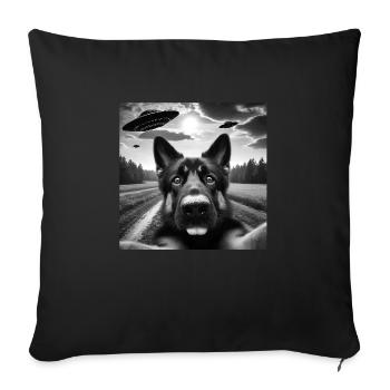 English2 Shepherd Funny GSP Selfie with UFOs Weird - Sofa pillowcase 17,3'' x 17,3'' (45 x 45 cm) - black - Front
