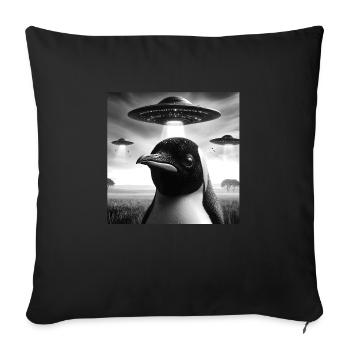 Emperor penguin Funny Graphic Selfie with UFOs Wei - Sofa pillowcase 17,3'' x 17,3'' (45 x 45 cm) - black - Front