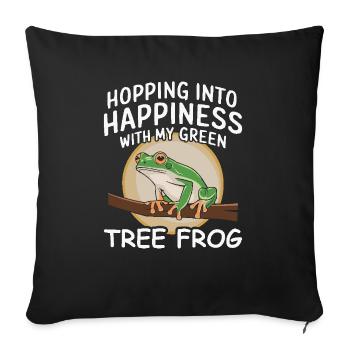 Grenouille verte américaine Amoureux de l’animal Grenouille Crapaud - Housse de coussin décorative 45 x 45 cm - noir - Devant