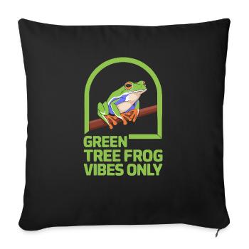 Grenouille verte américaine Amoureux de l’animal Grenouille Crapaud - Housse de coussin décorative 45 x 45 cm - noir - Devant