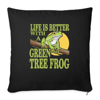 Grenouille verte américaine Amoureux de l’animal Grenouille Crapaud - Housse de coussin décorative 45 x 45 cm - noir - Devant