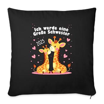 Ich werde große Schwester 2025 - Sofakissenbezug 45 x 45 cm - Schwarz - Vorne