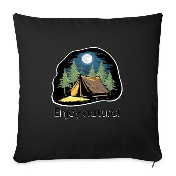 TENTS IN THE WOODS - Sofa pillowcase 17,3'' x 17,3'' (45 x 45 cm) - black - Front