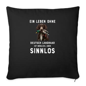 German Longhair I Hunting Dog Pointing Dog Motif for - Sofa pillowcase 17,3'' x 17,3'' (45 x 45 cm) - black - Front