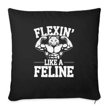 Bodybuilding Cat Fitness Workout Gym Instructor - Sofa pillowcase 17,3'' x 17,3'' (45 x 45 cm) - black - Front