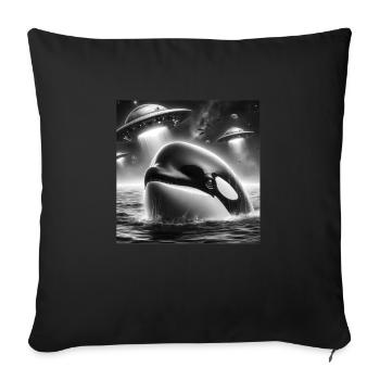 Killer whale Funny Graphic Selfie with UFOs Weird - Sofakissenbezug 45 x 45 cm - Schwarz - Vorne