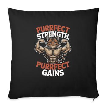 Bodybuilding Cat Fitness Workout Gym Instructor - Sofa pillowcase 17,3'' x 17,3'' (45 x 45 cm) - black - Front