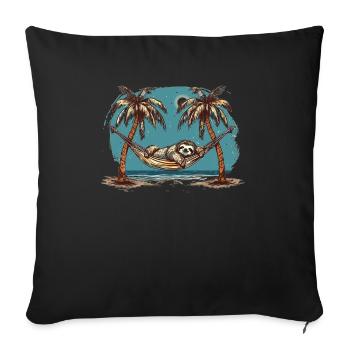 Sloth Hammock, Beach, Chill - Sofa pillowcase 17,3'' x 17,3'' (45 x 45 cm) - black - Front