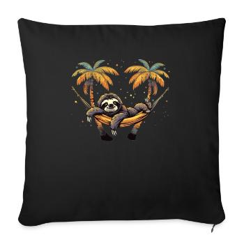 Sloth Hammock, Beach, Chill - Sofa pillowcase 17,3'' x 17,3'' (45 x 45 cm) - black - Front