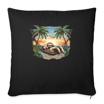 Sloth Hammock, Beach, Chill - Sofa pillowcase 17,3'' x 17,3'' (45 x 45 cm) - black - Front