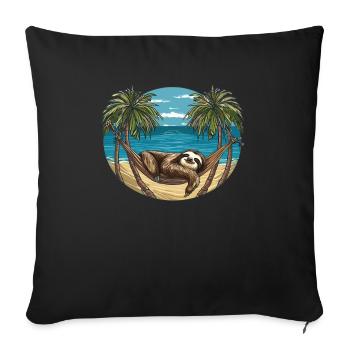Sloth Hammock, Beach, Chill - Sofa pillowcase 17,3'' x 17,3'' (45 x 45 cm) - black - Front