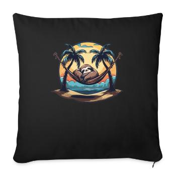 Sloth Hammock, Beach, Chill - Sofa pillowcase 17,3'' x 17,3'' (45 x 45 cm) - black - Front