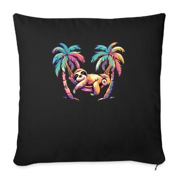 Sloth Hammock, Beach, Chill - Sofa pillowcase 17,3'' x 17,3'' (45 x 45 cm) - black - Front