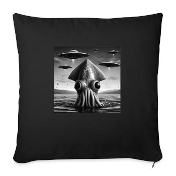Squid Octopus Funny Graphic Selfie with UFOs Weird - Sofa pillowcase 17,3'' x 17,3'' (45 x 45 cm) - black - Front