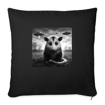 Opossum Funny Graphic Selfie avec des OVNI Étrange Alien - Housse de coussin décorative 45 x 45 cm - noir - Devant
