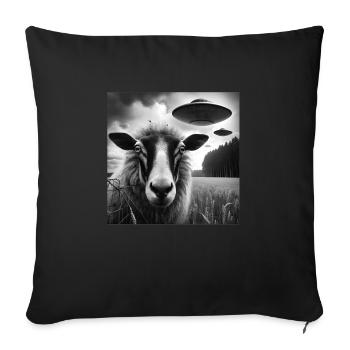 Sheep ram2, lamb Funny Graphic Selfie with UFOs We - Sofa pillowcase 17,3'' x 17,3'' (45 x 45 cm) - black - Front