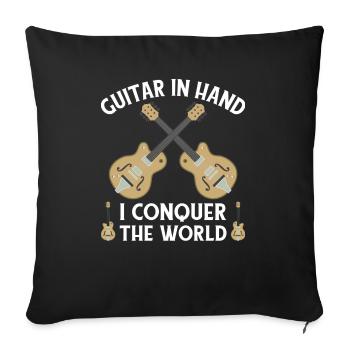 Guitare acoustique Joueur de musique Guitariste de groupe - Housse de coussin décorative 45 x 45 cm - noir - Devant