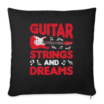 Guitare acoustique Joueur de musique Guitariste de groupe - Housse de coussin décorative 45 x 45 cm - noir - Devant