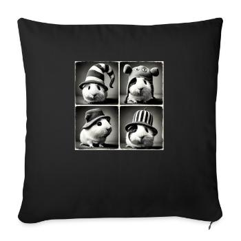 Guinea Pig Selfie Funny Hats Vintage Photo Shoot A - Sofa pillowcase 17,3'' x 17,3'' (45 x 45 cm) - black - Front