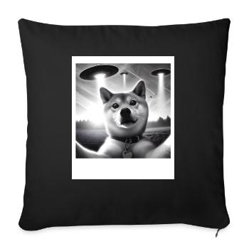 Shiba Inu Dog Dad Mom Funny Graphic Selfie UFOs We - Sofa pillowcase 17,3'' x 17,3'' (45 x 45 cm) - black - Front