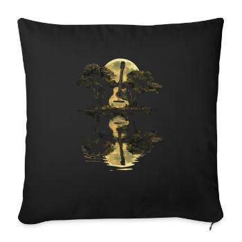 Guitar sounds under a full moon and tree reflection - Sofa pillowcase 17,3'' x 17,3'' (45 x 45 cm) - black - Front