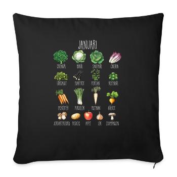 January Seasonal Fruit and Vegetable Collage - Sofa pillowcase 17,3'' x 17,3'' (45 x 45 cm) - black - Front
