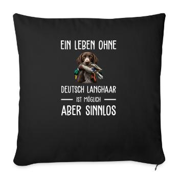 Allemand à poil long I chien de chasse chien d’arrêt motif pour - Housse de coussin décorative 45 x 45 cm - noir - Devant