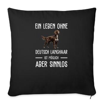 German Longhair I Hunting Dog Pointing Dog Motif for - Sofa pillowcase 17,3'' x 17,3'' (45 x 45 cm) - black - Front