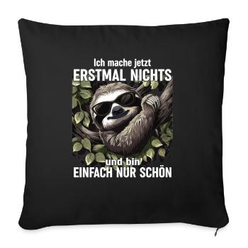 Humour de bureau Lève-tard Paresseux - Housse de coussin décorative 45 x 45 cm - noir - Devant