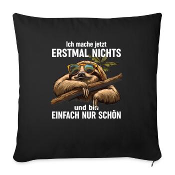 Humour de bureau Lève-tard Paresseux - Housse de coussin décorative 45 x 45 cm - noir - Devant