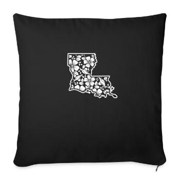 Louisiane Imprimé floral États-Unis État américain - Housse de coussin décorative 45 x 45 cm - noir - Devant